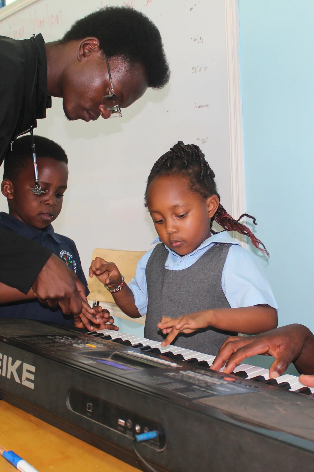 Keyboard practice in the music studio at Avecina International School