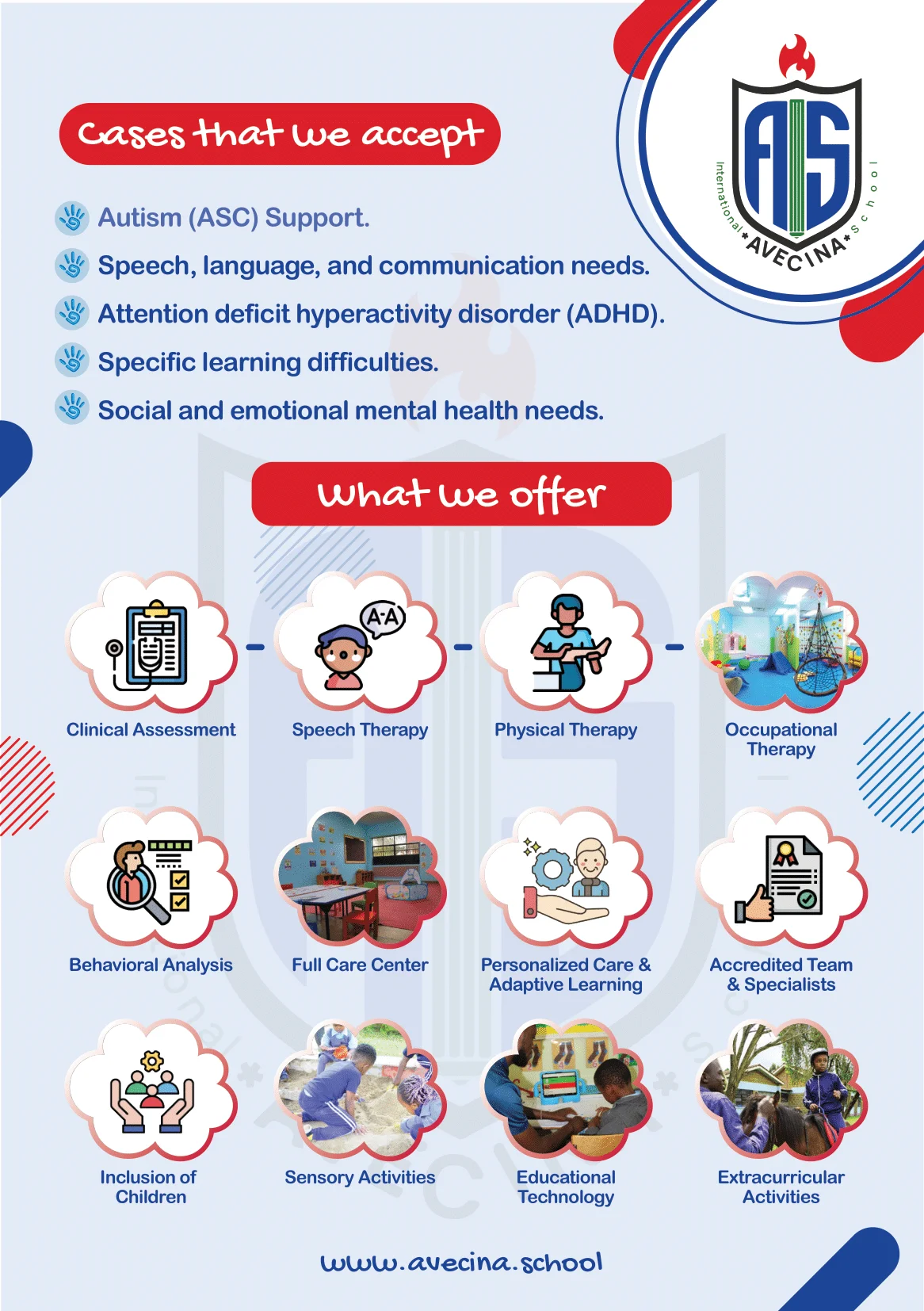 Avecina Special Needs School Flyer and Inclusions